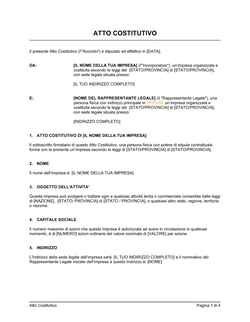 Business-in-a-Box's Atto costitutivo