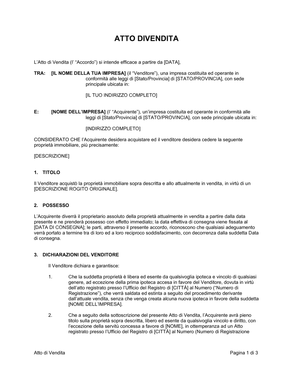 Business-in-a-Box's Atto di vendita   proprietà immobiliare
