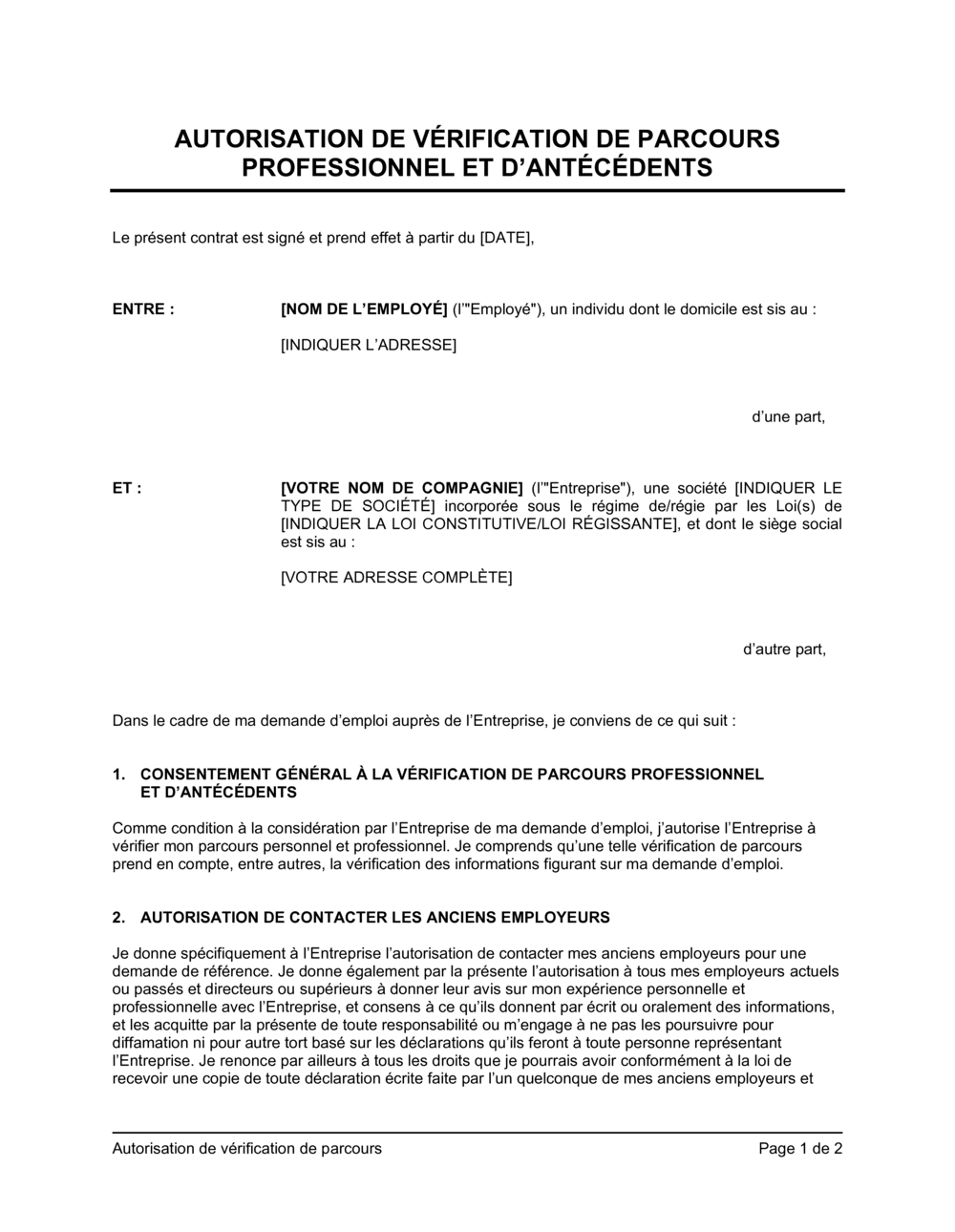 Business-in-a-Box's Autorisation de vérification de parcours