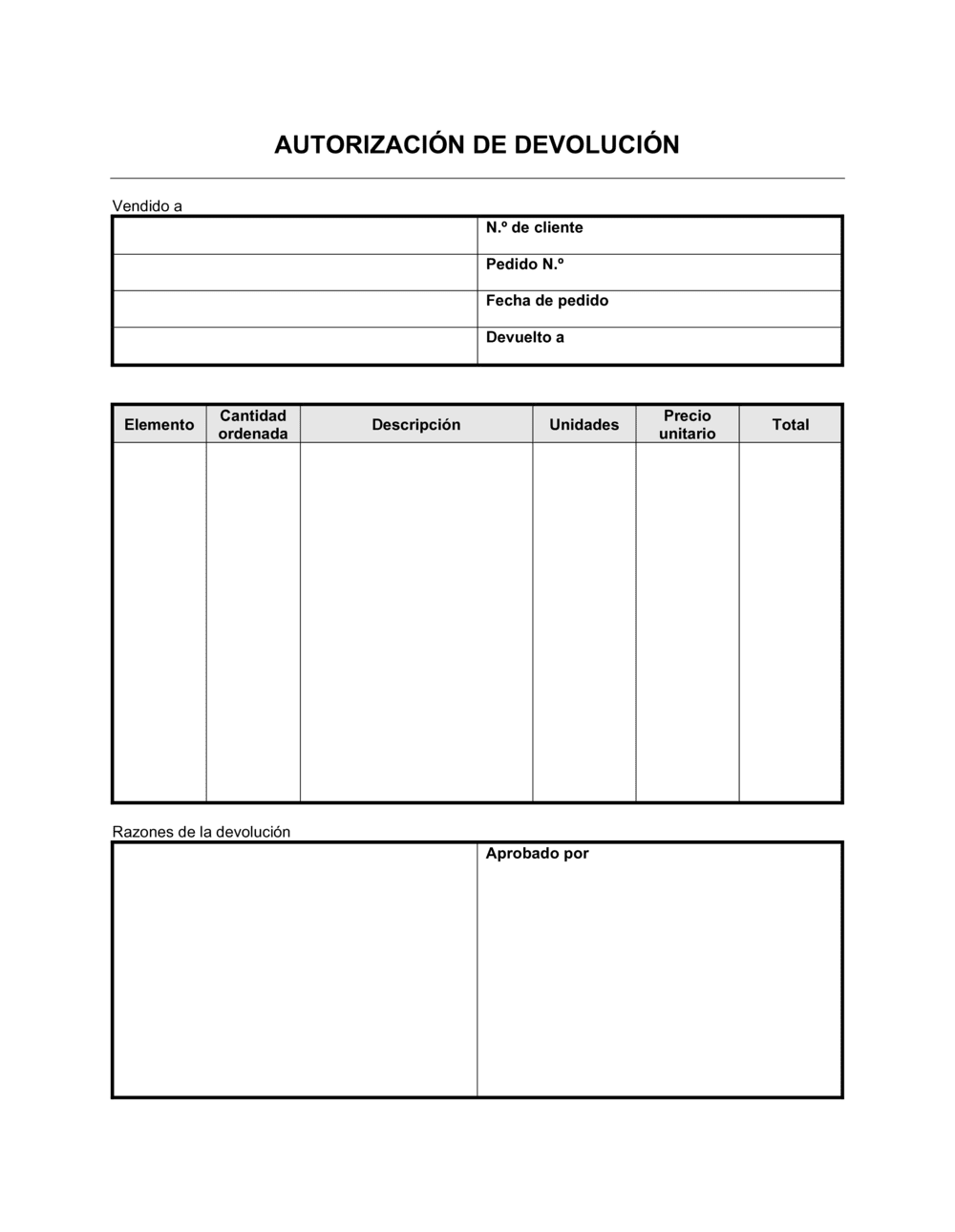 Business-in-a-Box's Autorización de devolución