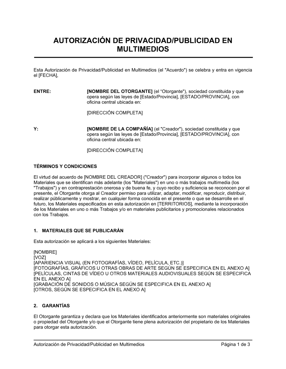 Business-in-a-Box's Autorización de privacidad - Publicidad en multimedios