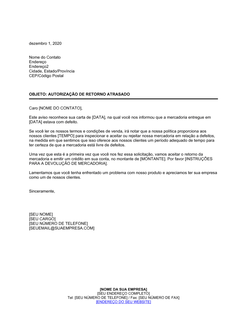 Business-in-a-Box's Autorização de Devolução em Atraso