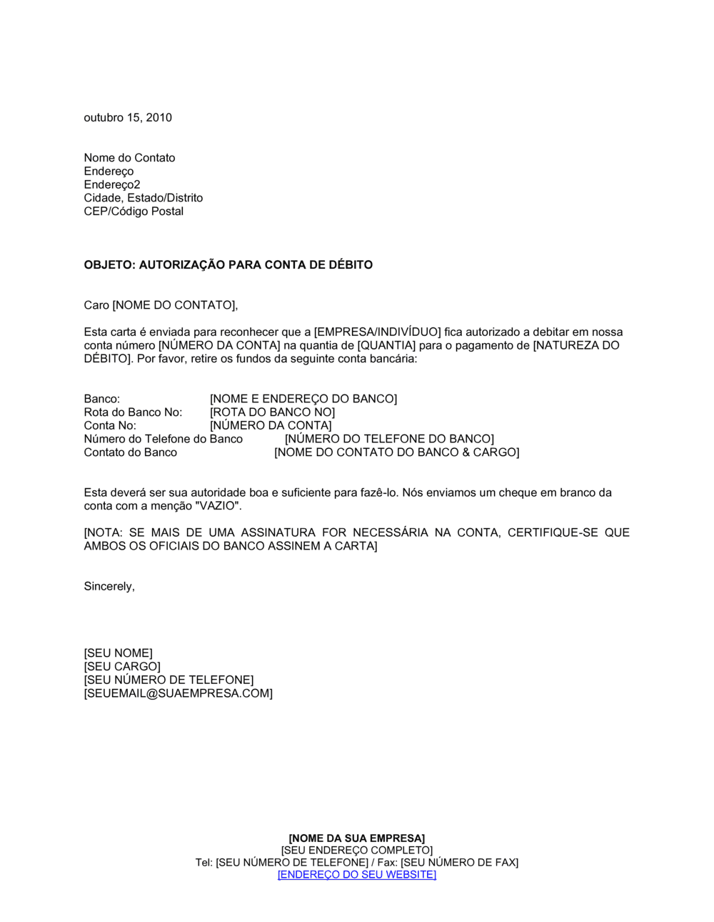 Business-in-a-Box's Autorização Para Débito em Conta