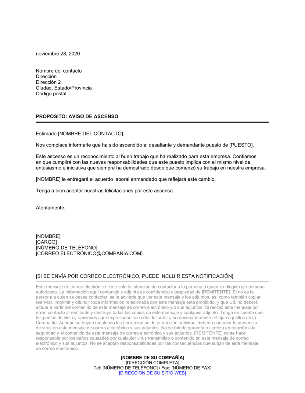 Business-in-a-Box's Aviso de ascenso