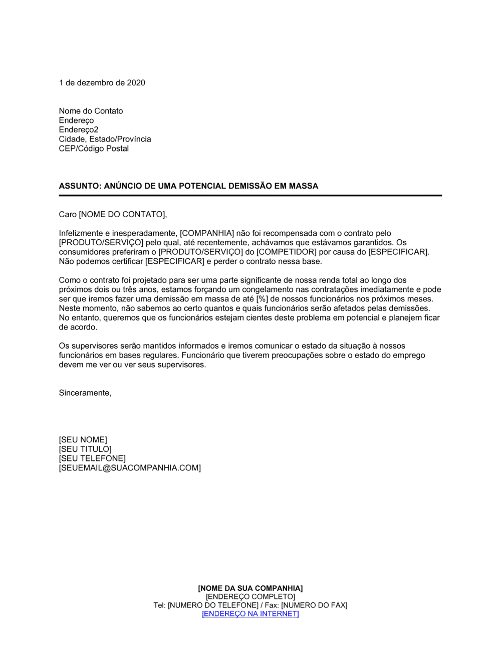 Business-in-a-Box's Aviso de Demissão 1
