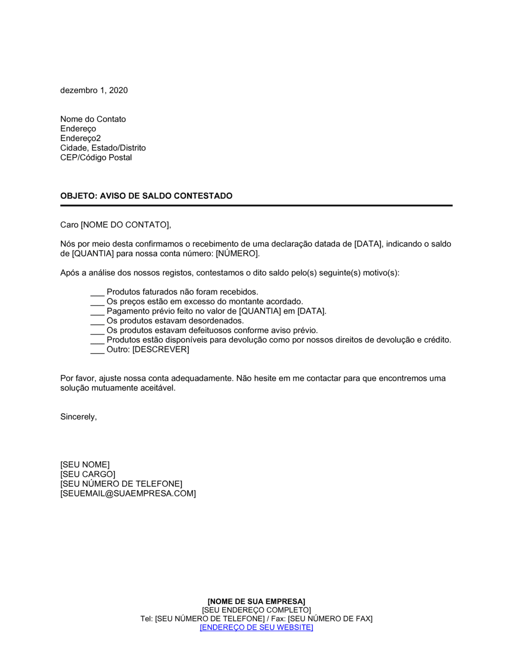 Business-in-a-Box's Aviso de Dívida em Disputa