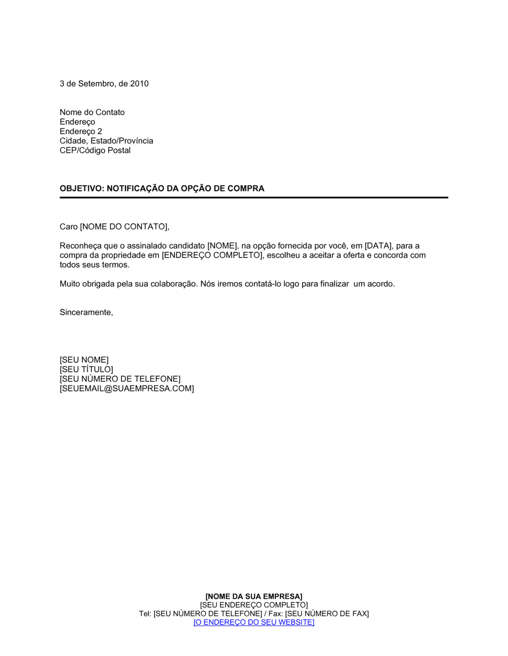 Business-in-a-Box's Aviso de Exercimento de Opção de Compra