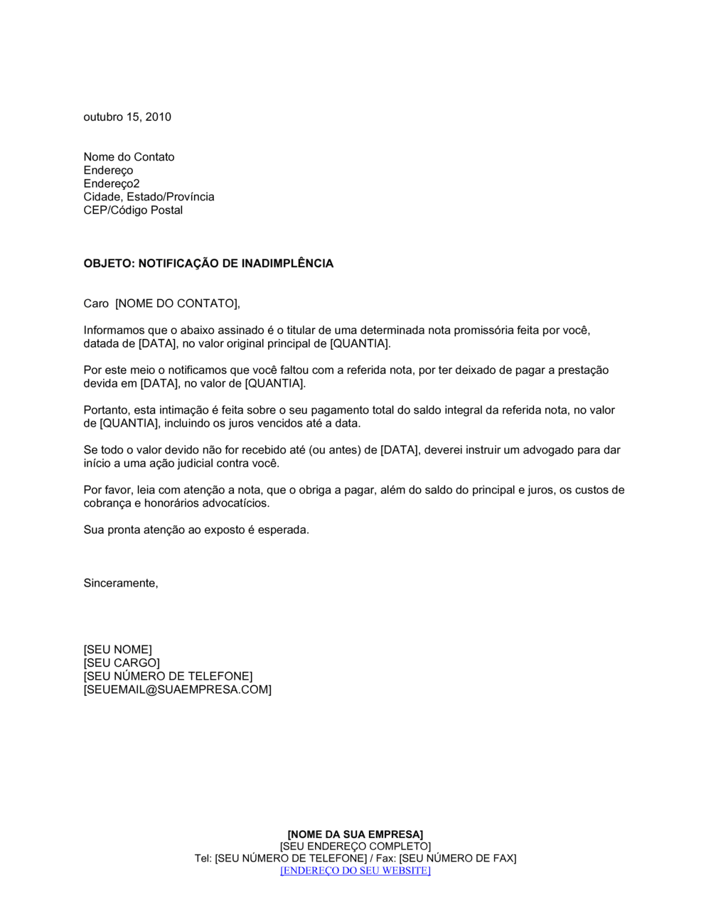 Business-in-a-Box's Aviso de Falta em Pagamento