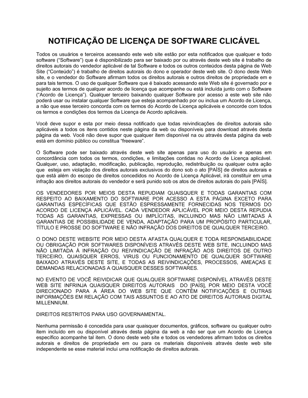 Business-in-a-Box's Aviso de Licença de Software Clicável