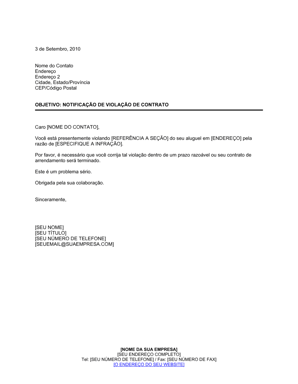 Business-in-a-Box's Aviso de Outras Faltas da Concessão