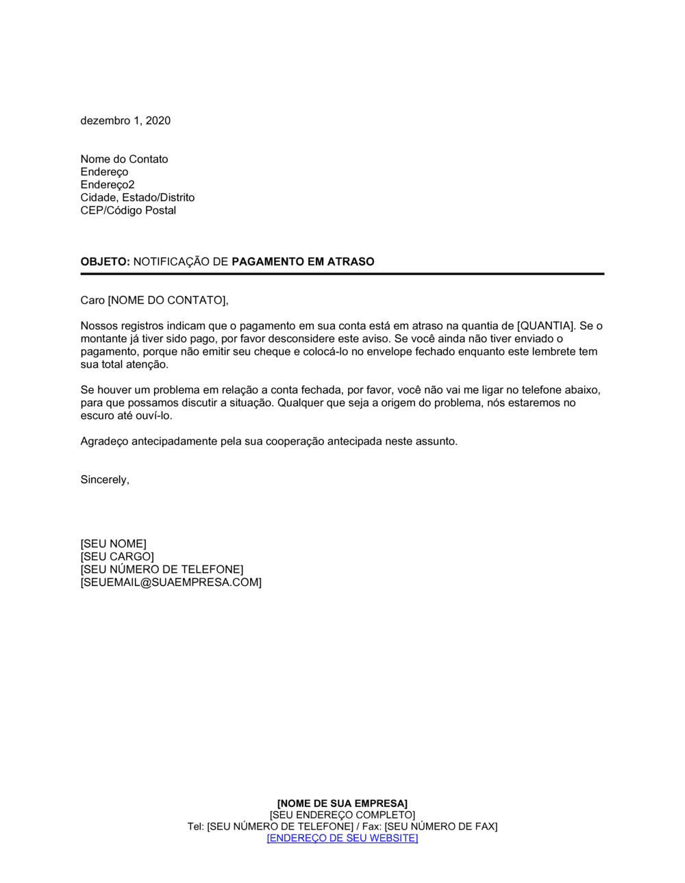 Business-in-a-Box's Aviso de Pagamento Super Vencido