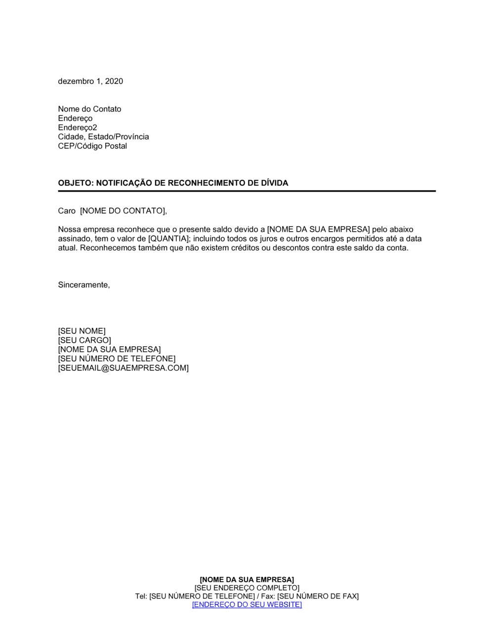 Business-in-a-Box's Aviso de Reconhecimento de Débito