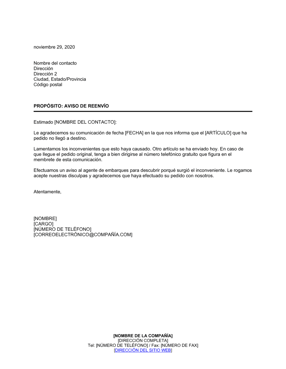 Business-in-a-Box's Aviso de respuesta de reenvío