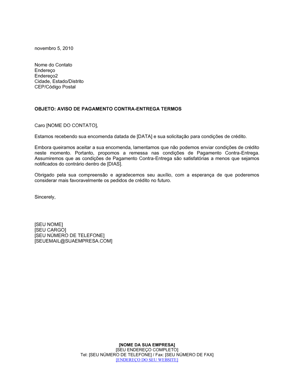 Business-in-a-Box's Aviso de Termos de COD