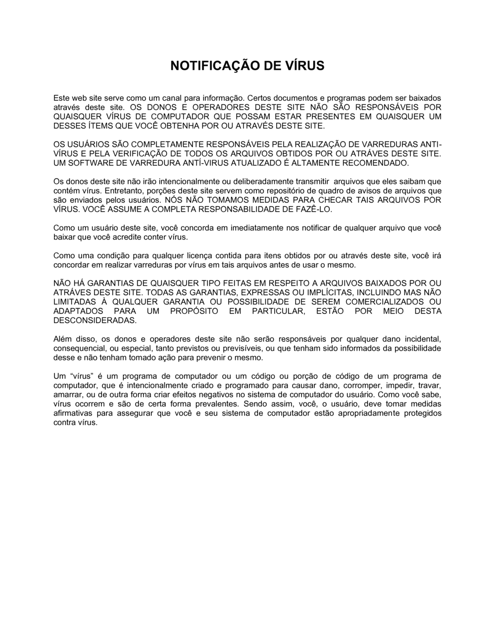 Business-in-a-Box's Aviso de Vírus