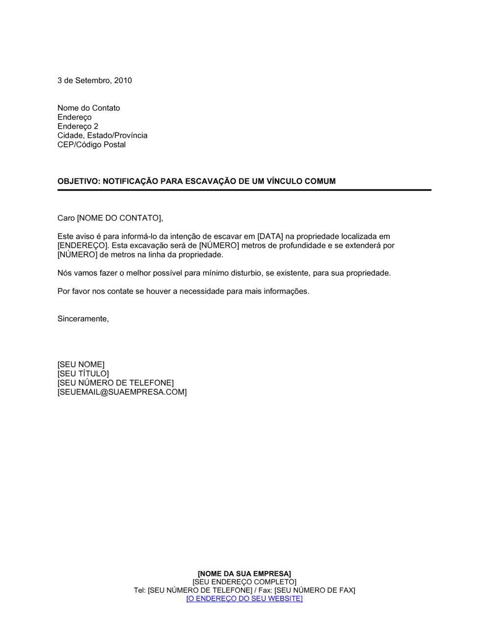 Business-in-a-Box's Aviso para Excavação Junto de uma Fronteira em Comum