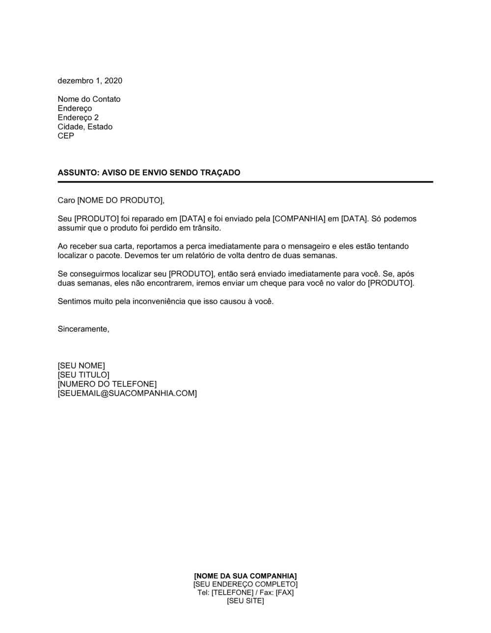 Business-in-a-Box's Aviso Resposta de Encomenda Sendo Rastreada