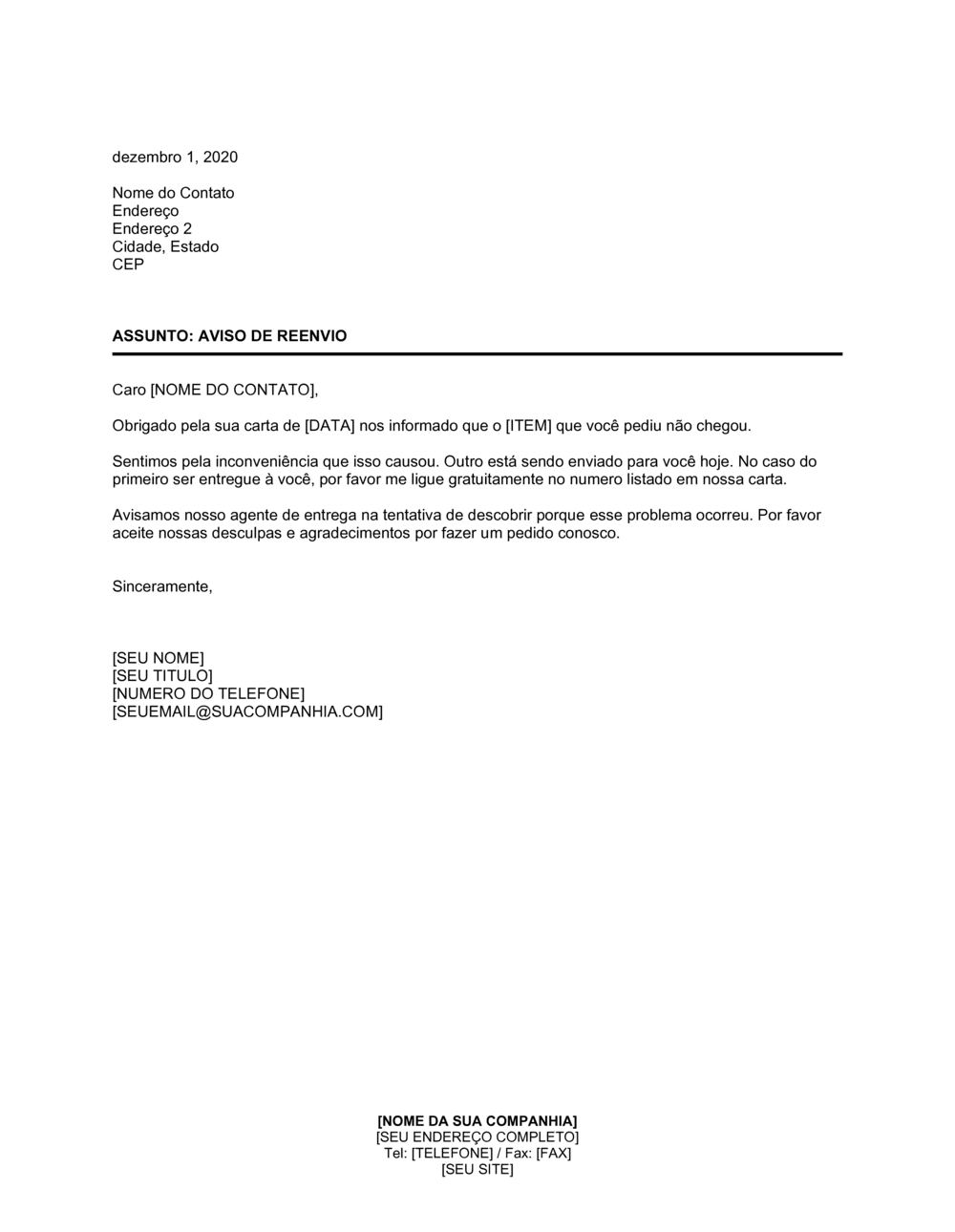 Business-in-a-Box's Aviso Resposta de Reenvio