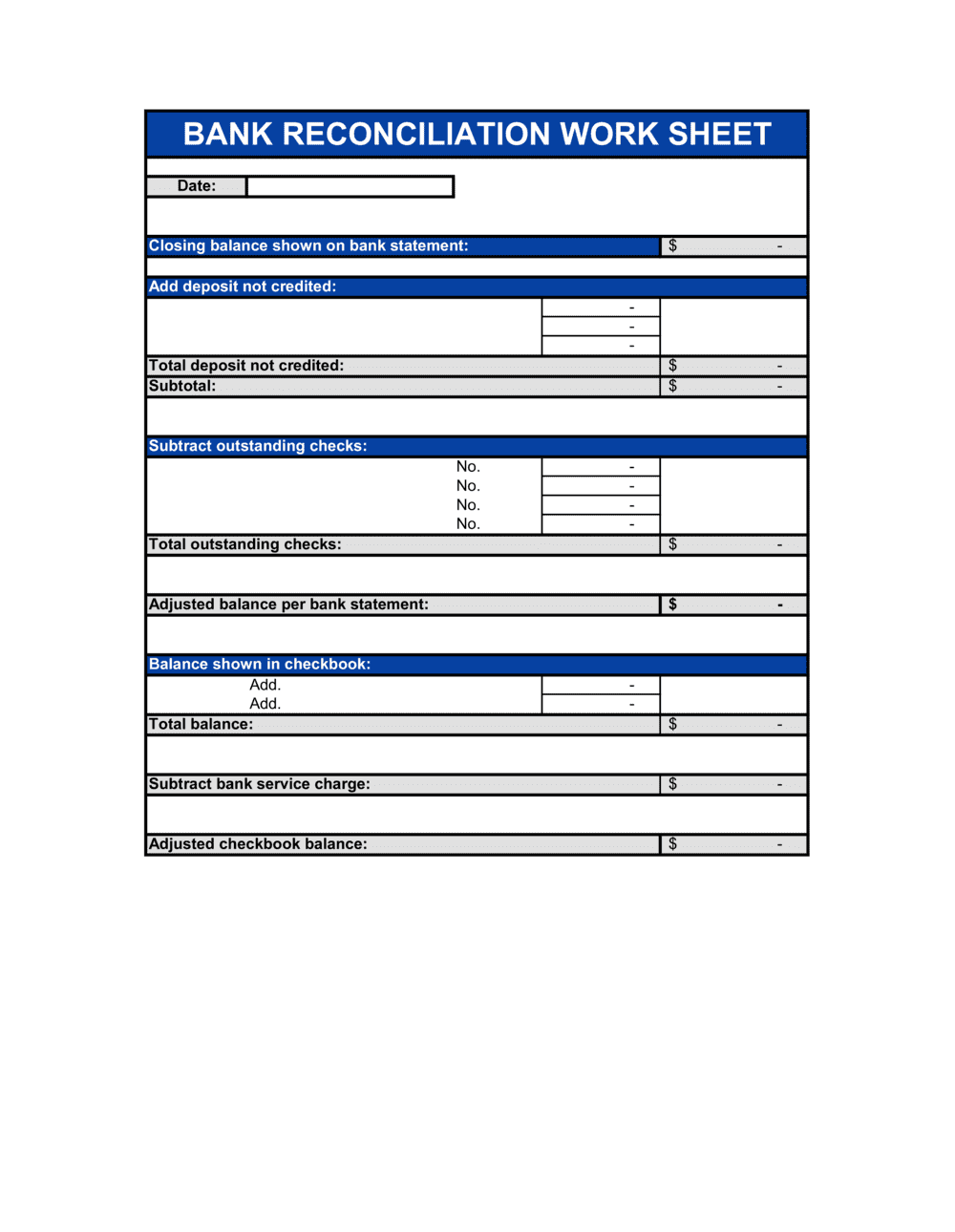 account reconciliation template excel