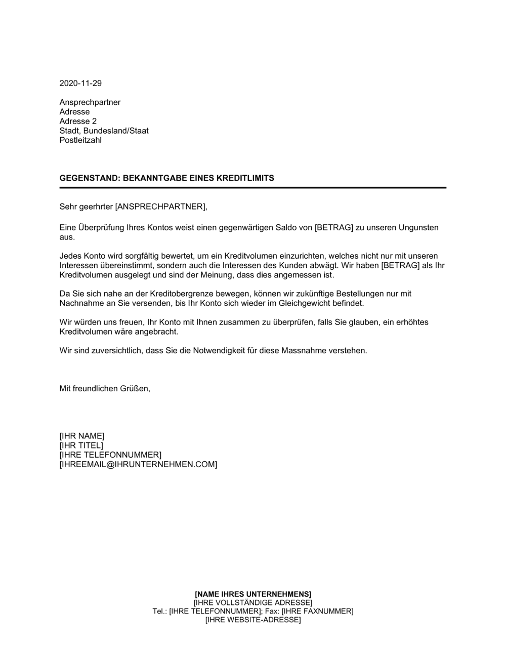 Business-in-a-Box's Bekanntgabe eines Kreditlimits