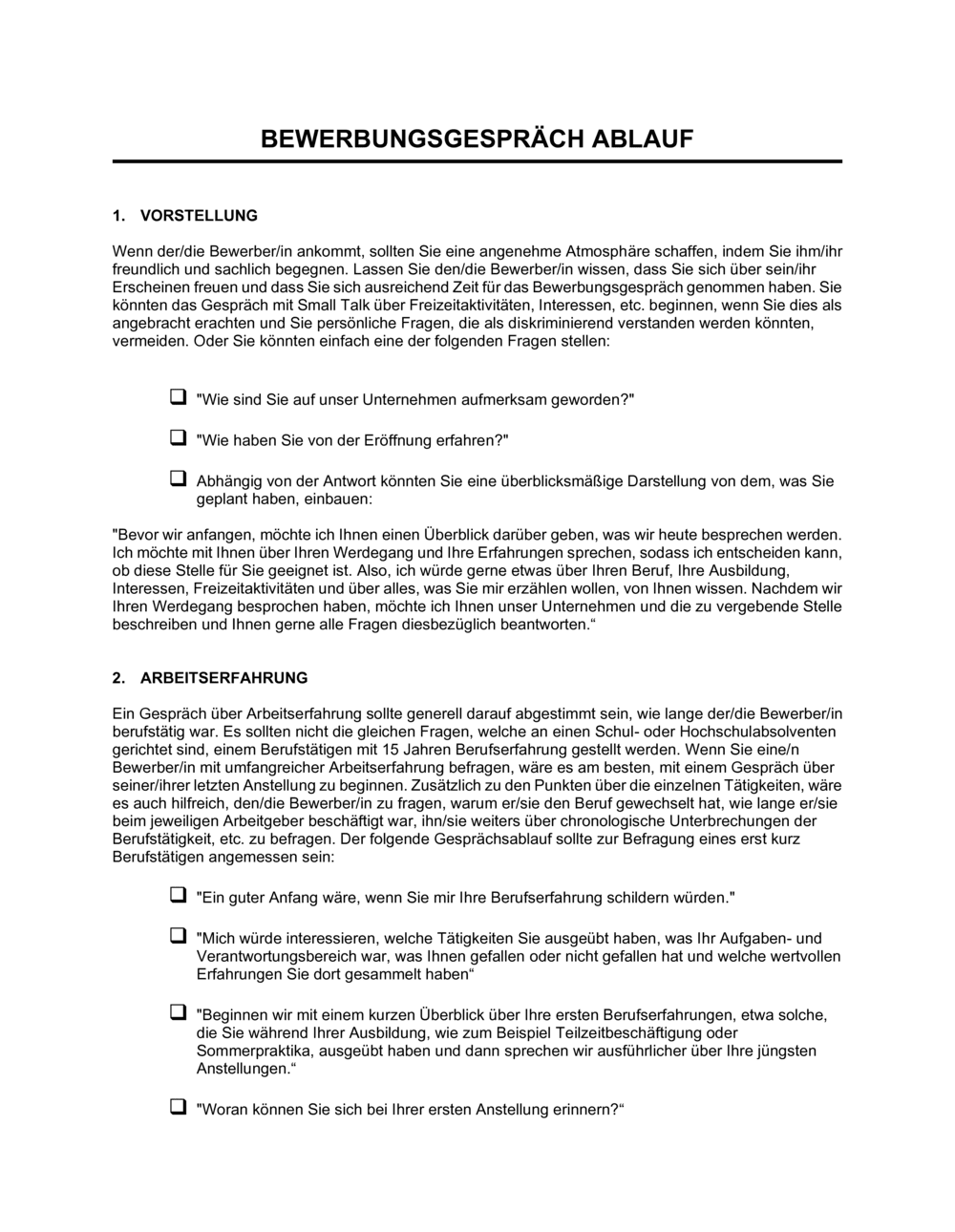 Business-in-a-Box's Bewerbungespräch Ablauf