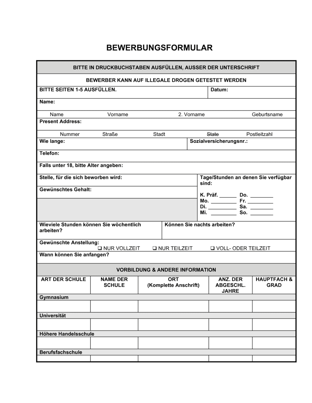 Business-in-a-Box's Bewerbungsformular