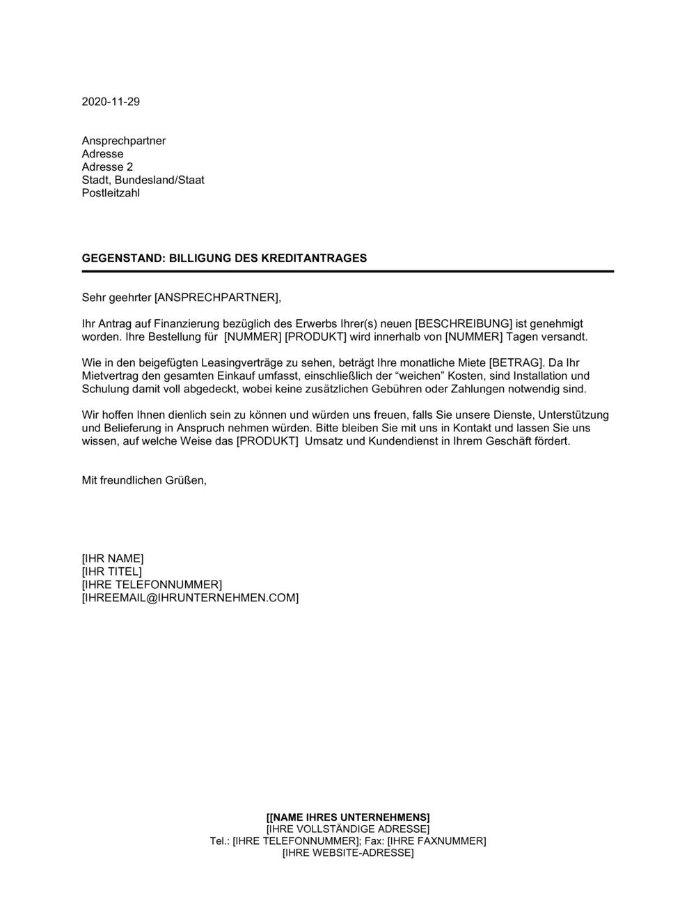 Business-in-a-Box's Billigung des Kreditantrags