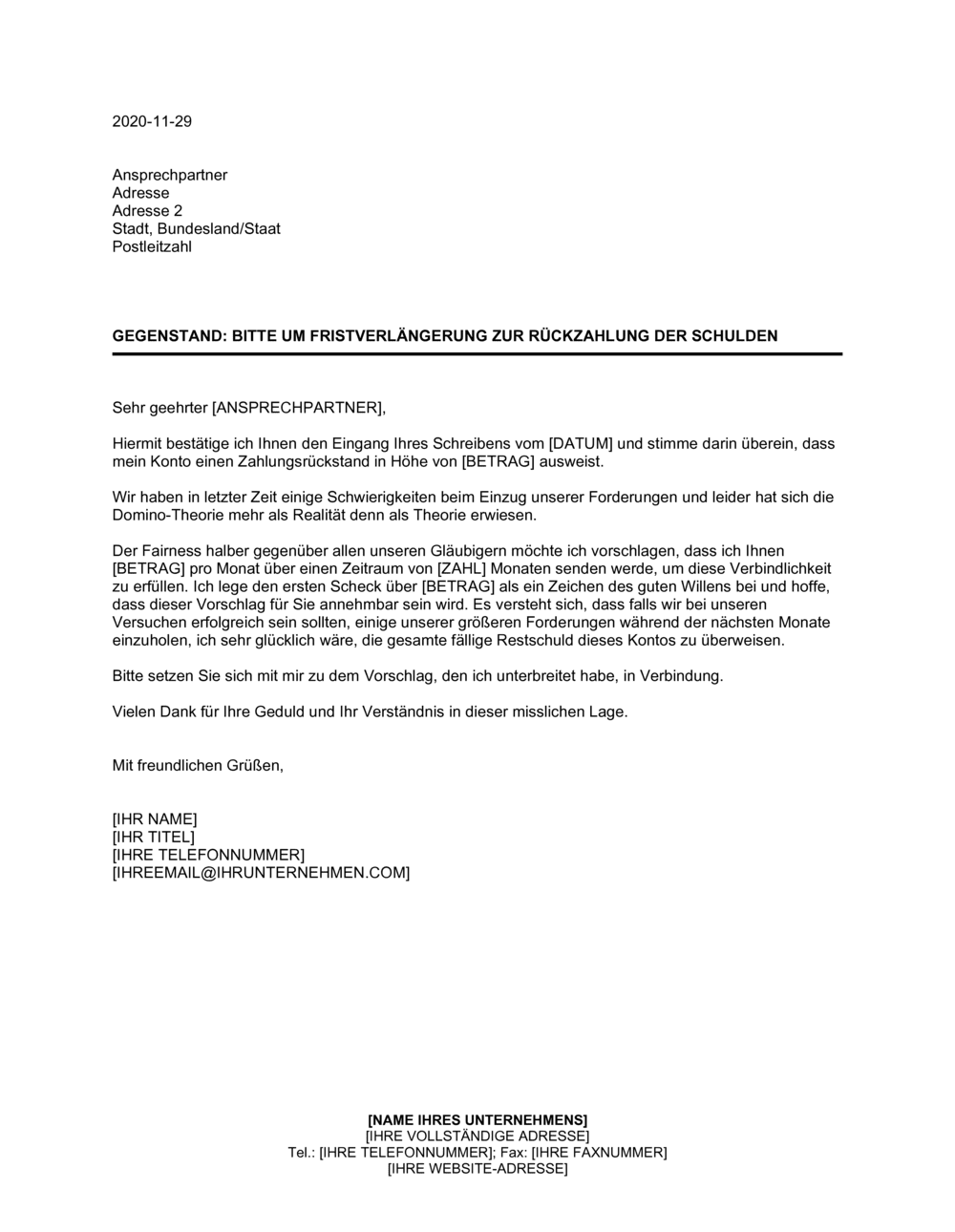 Business-in-a-Box's Bitte um Fristverlängerung zur Rückzahlung der Schulden