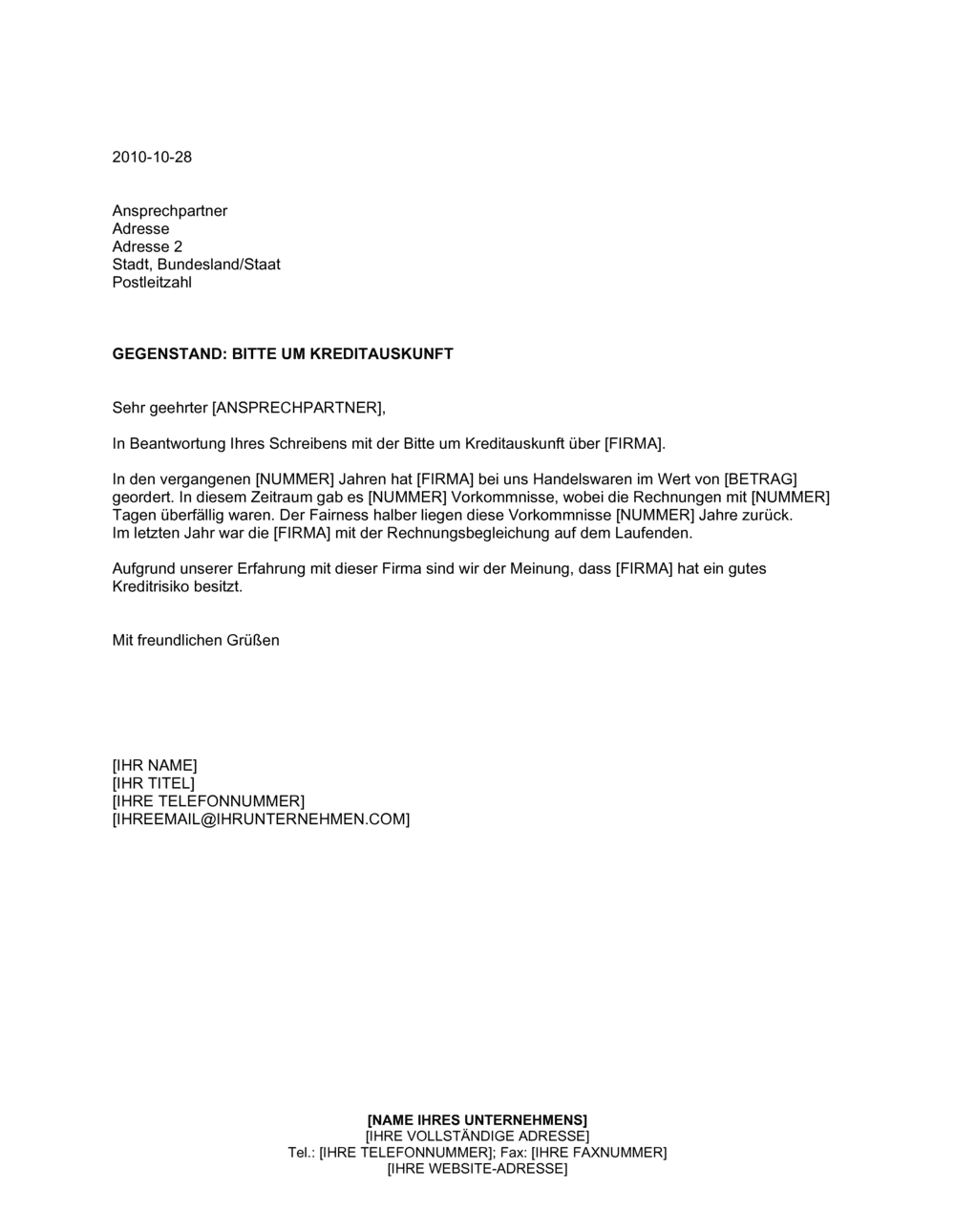 Business-in-a-Box's Bitte um Kreditauskunft (2)