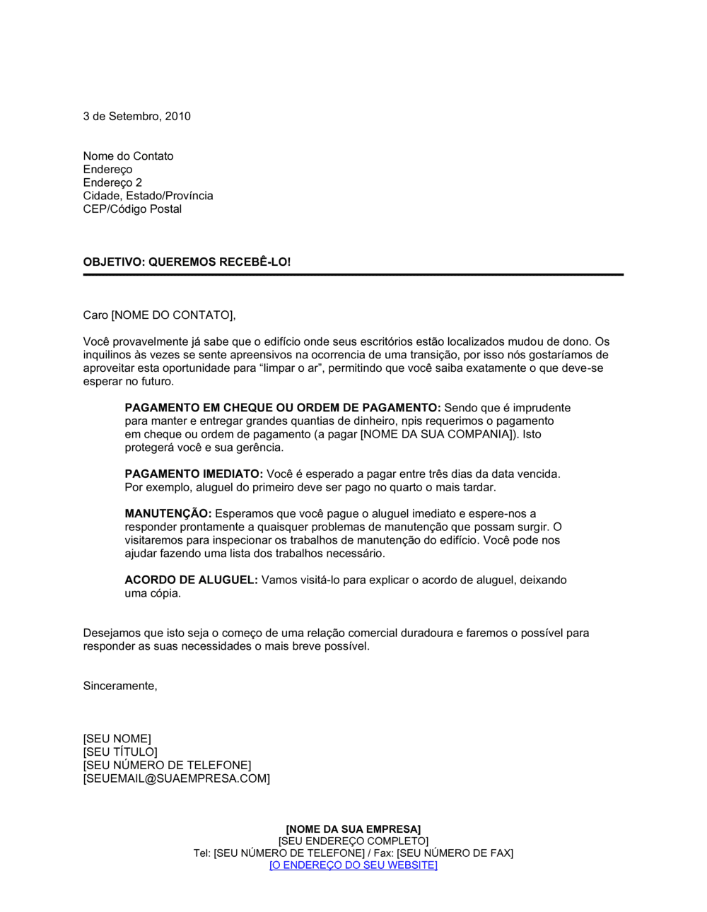 Business-in-a-Box's Boas Vindas do Novo Proprietário