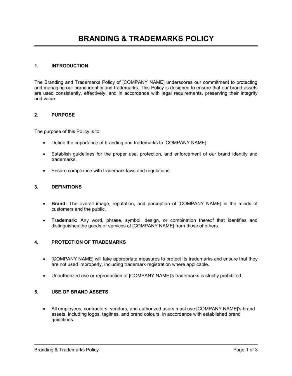 Business-in-a-Box's Branding and Trademarks Policy Template