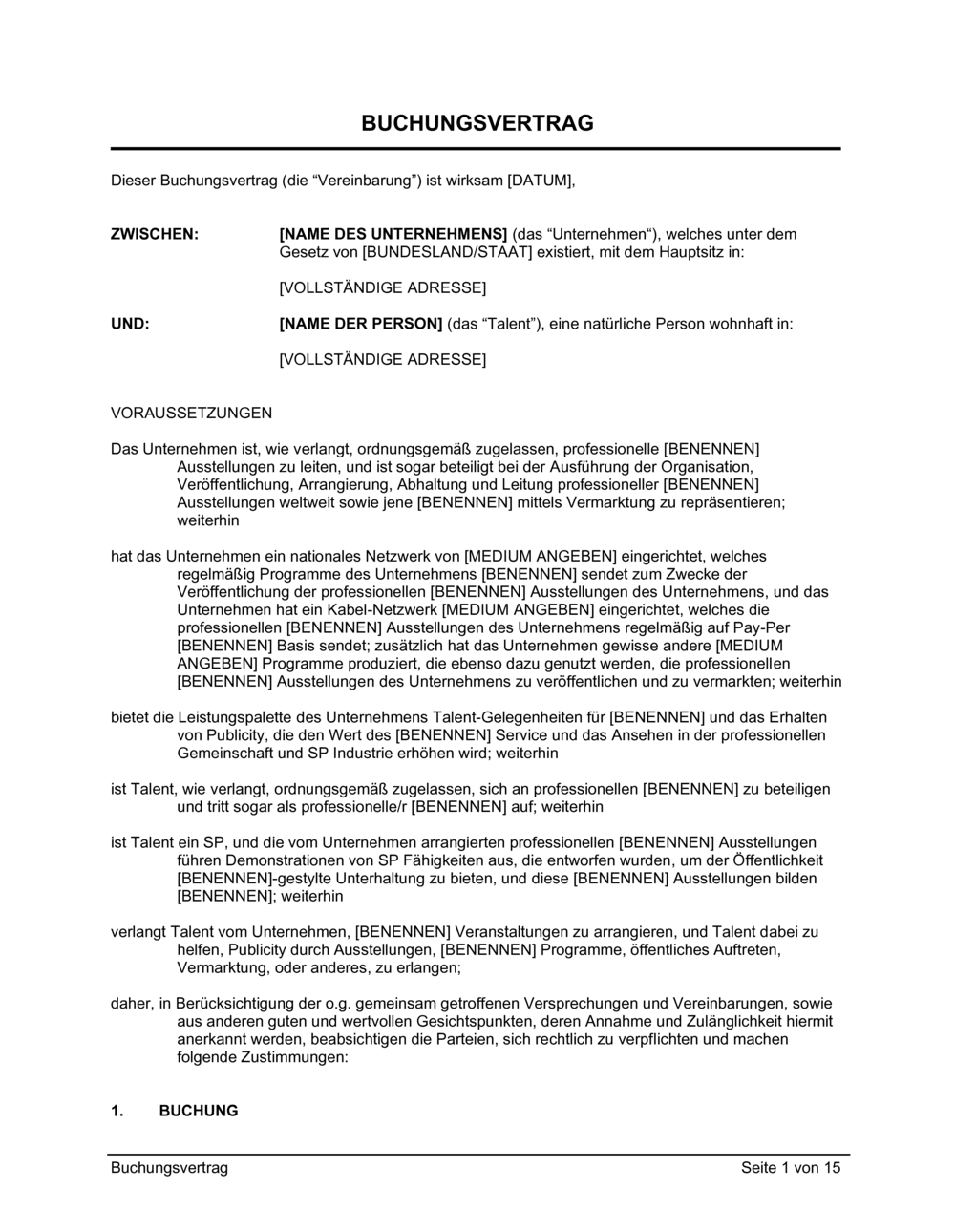 Business-in-a-Box's Buchungsvertrag