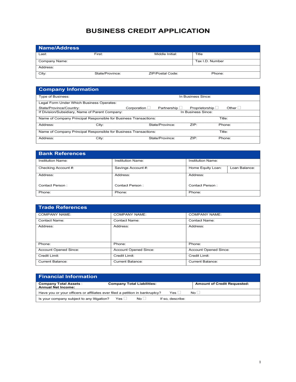 Commercial Credit Application Form Template Free FREE PRINTABLE TEMPLATES