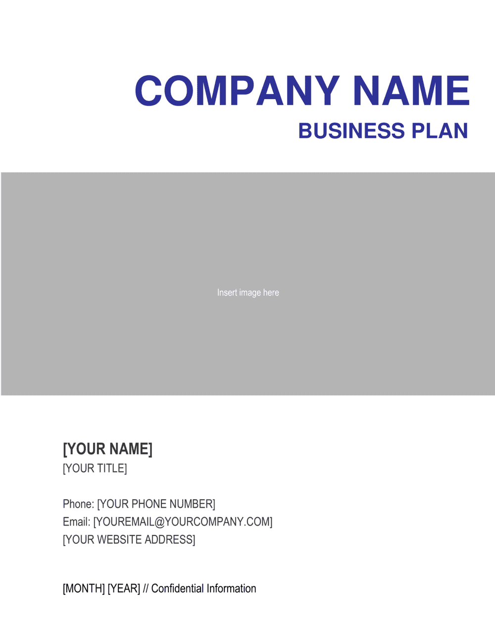 startup business plan cover page