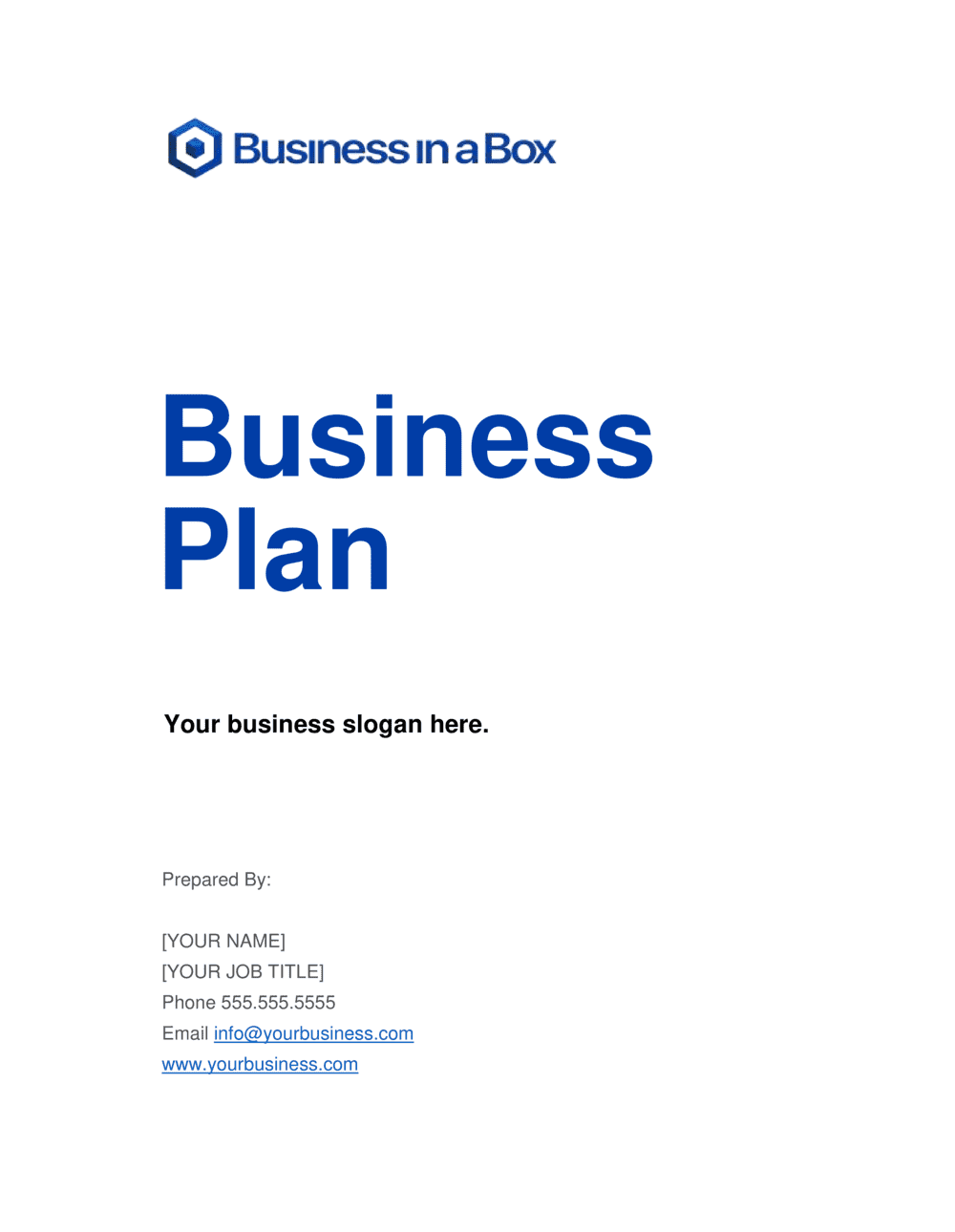 Business Plan Template By Business in a Box 