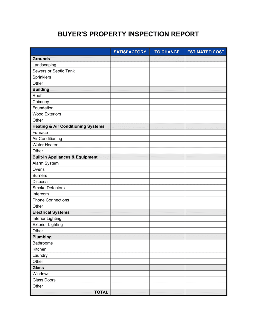 Property Inspection Report Template Word Property Inspection Report Template Word