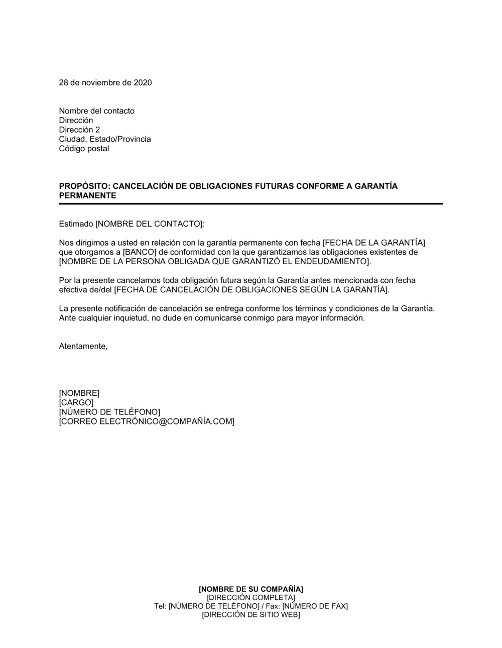 Business-in-a-Box's Cancelación de garantía futura