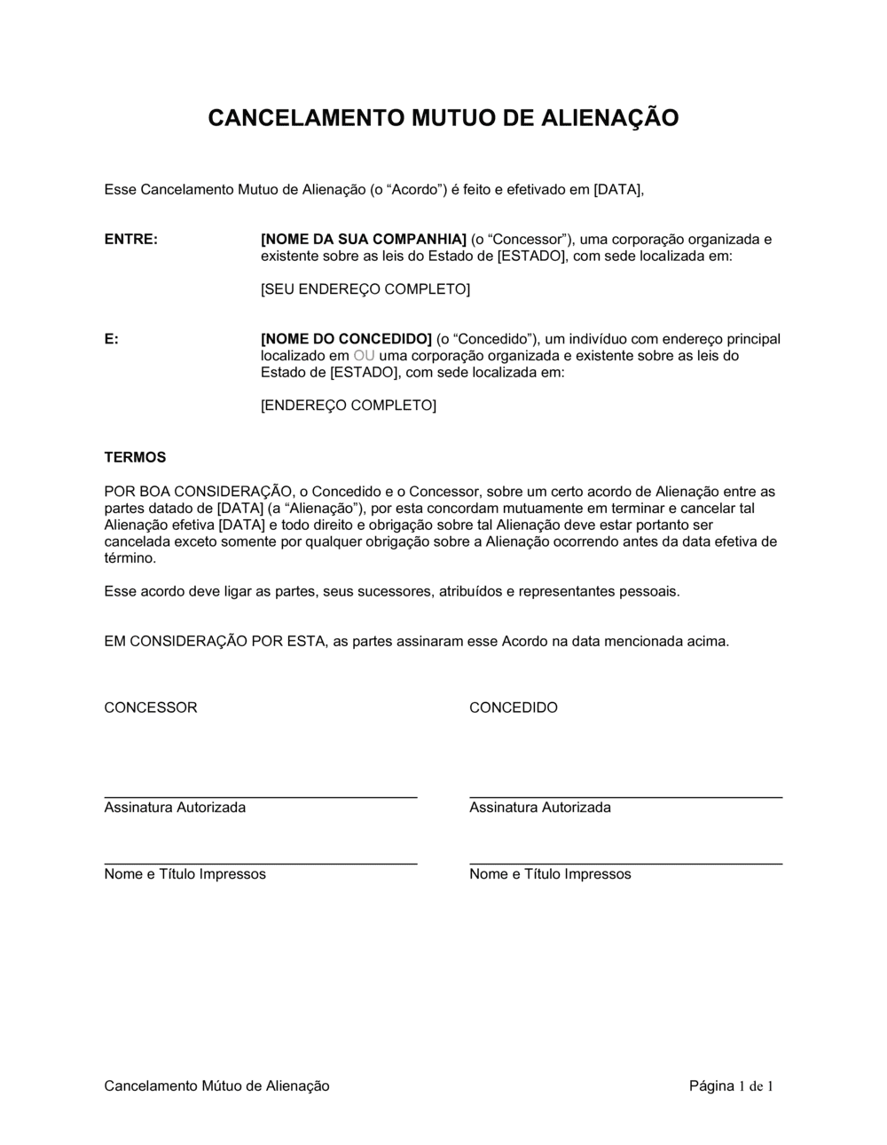 Business-in-a-Box's Cancelamento Mútuo de Concessão