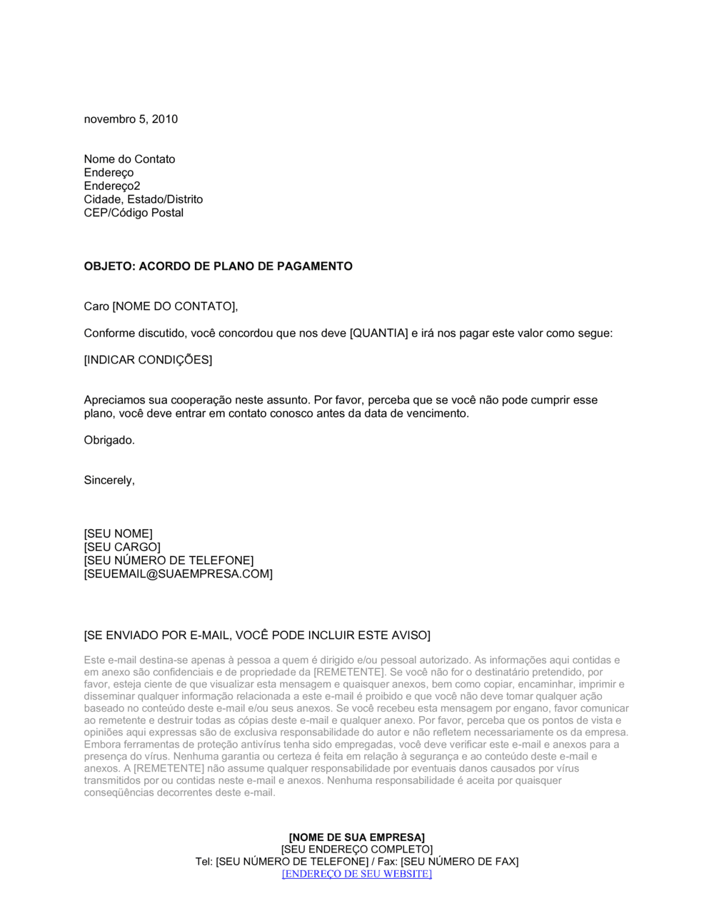 Business-in-a-Box's Carta Acordo em Plano de Repagamento