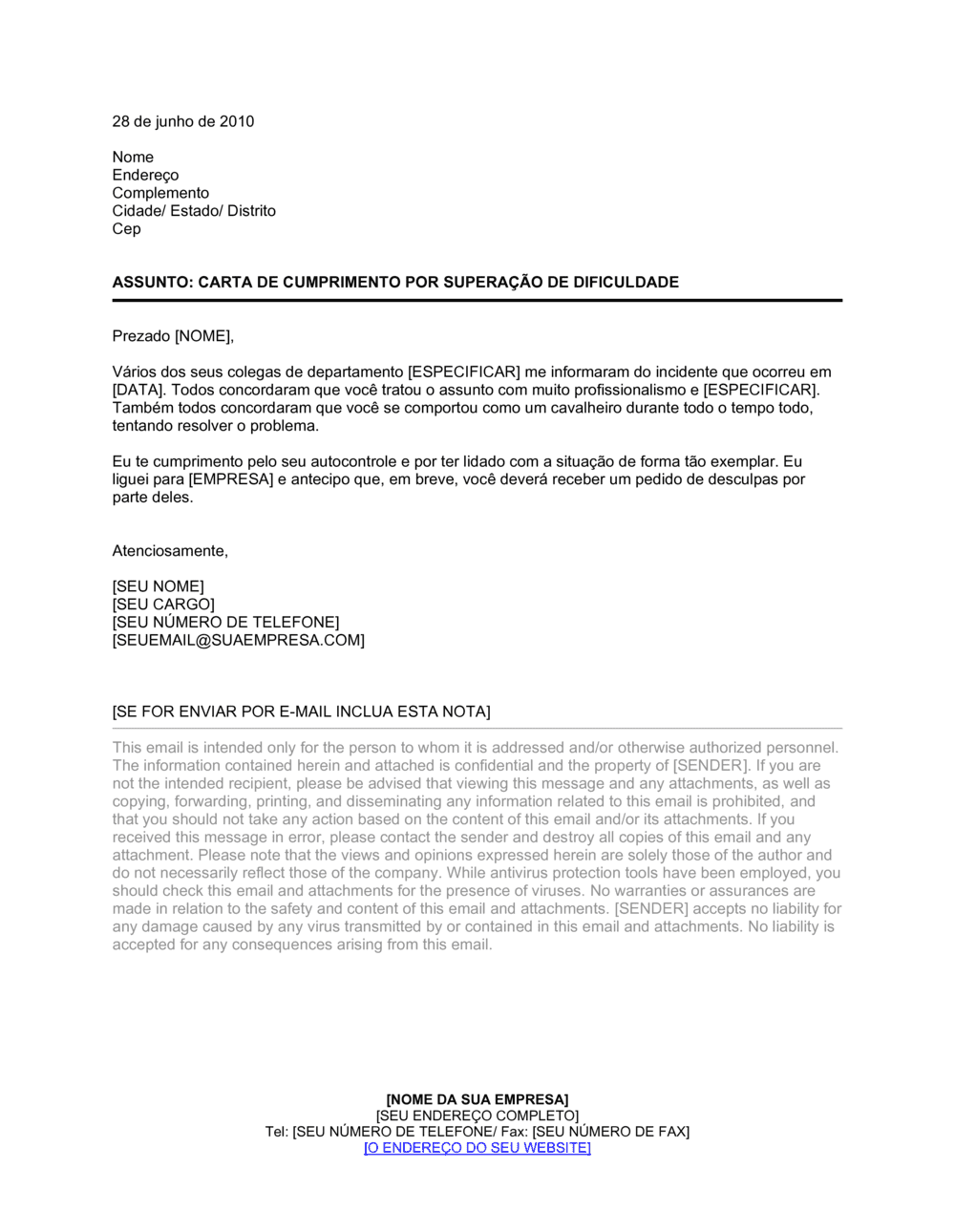 Business-in-a-Box's Carta Cortês para Funcionário Sofrendo Dificuldades