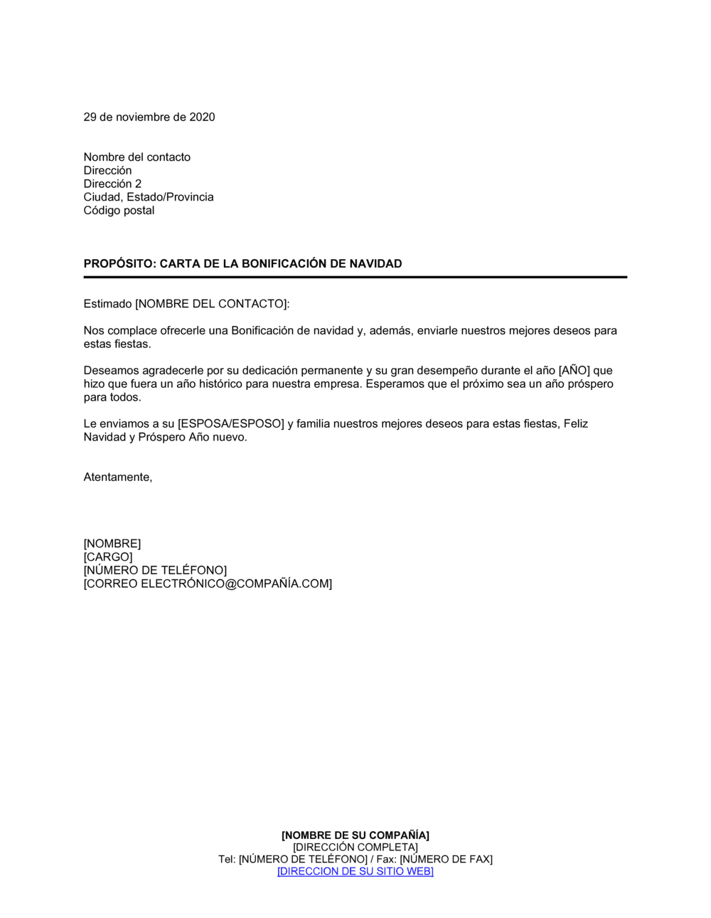 Business-in-a-Box's Carta de bonificación de navidad