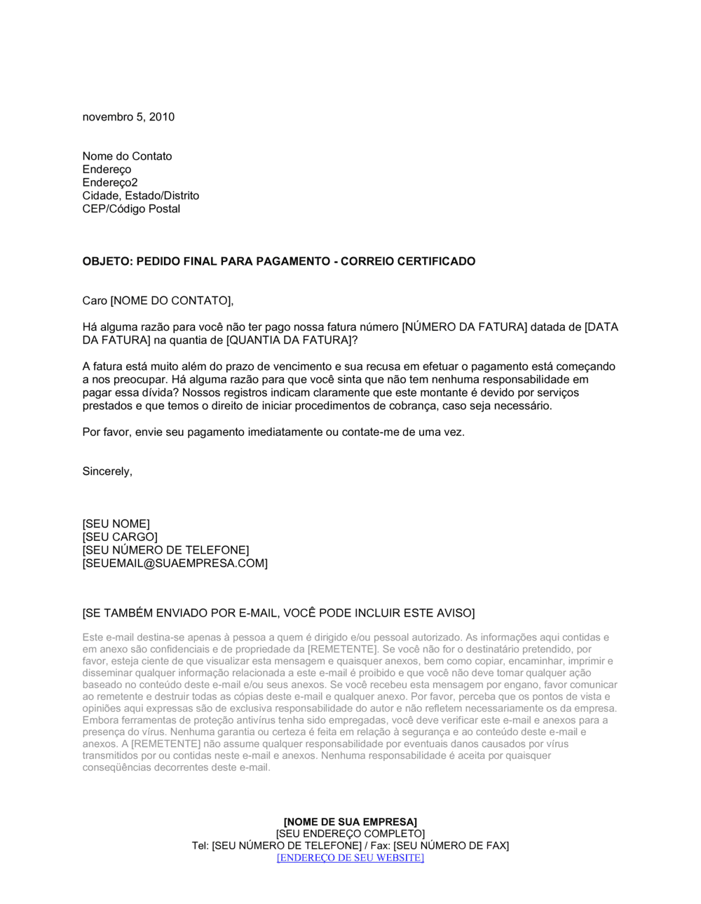 Business-in-a-Box's Carta de Cobrança para Eliminar Disputas