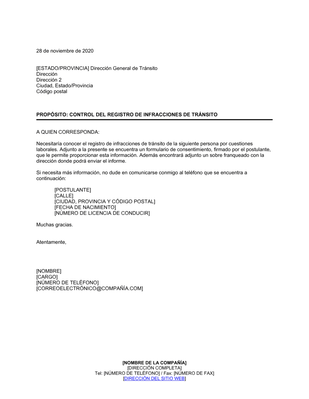 Business-in-a-Box's Carta de control del registro de infracciones de tránsito