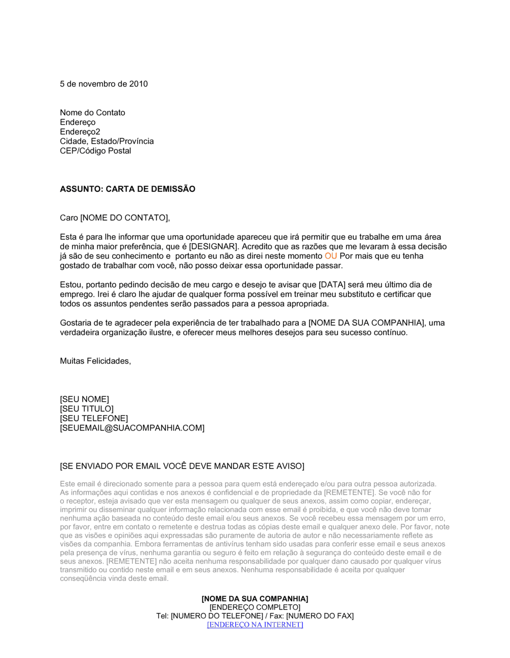 Business-in-a-Box's Carta de Demissão