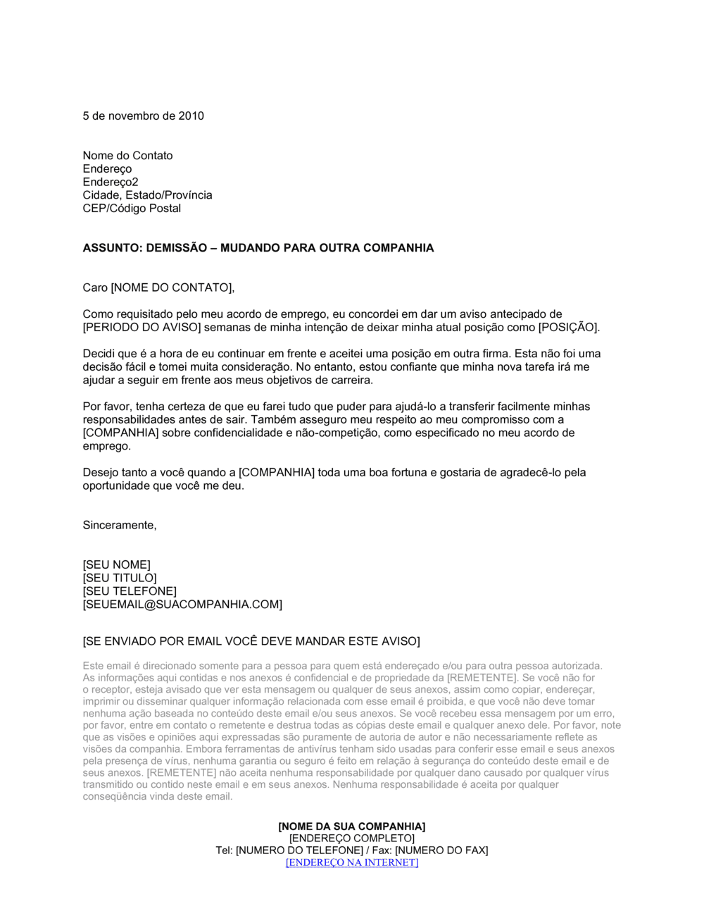 Business-in-a-Box's Carta de Demissão Indo Para Outra Companhia