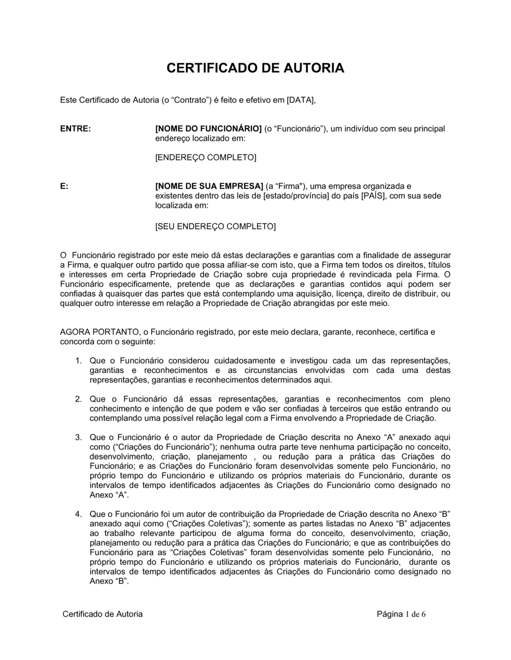 Business-in-a-Box's Certificado de Autoria