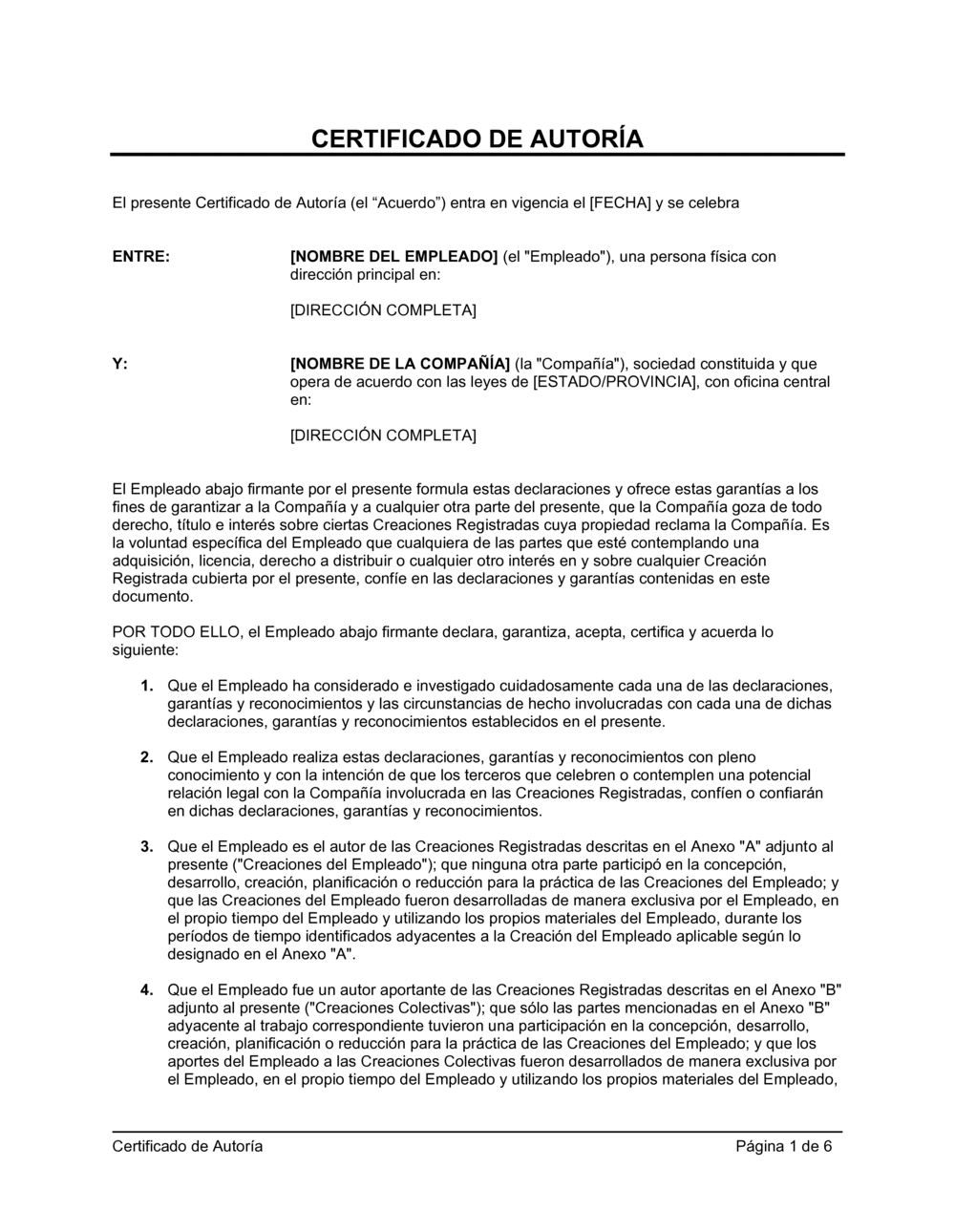 Business-in-a-Box's Certificado de autoría