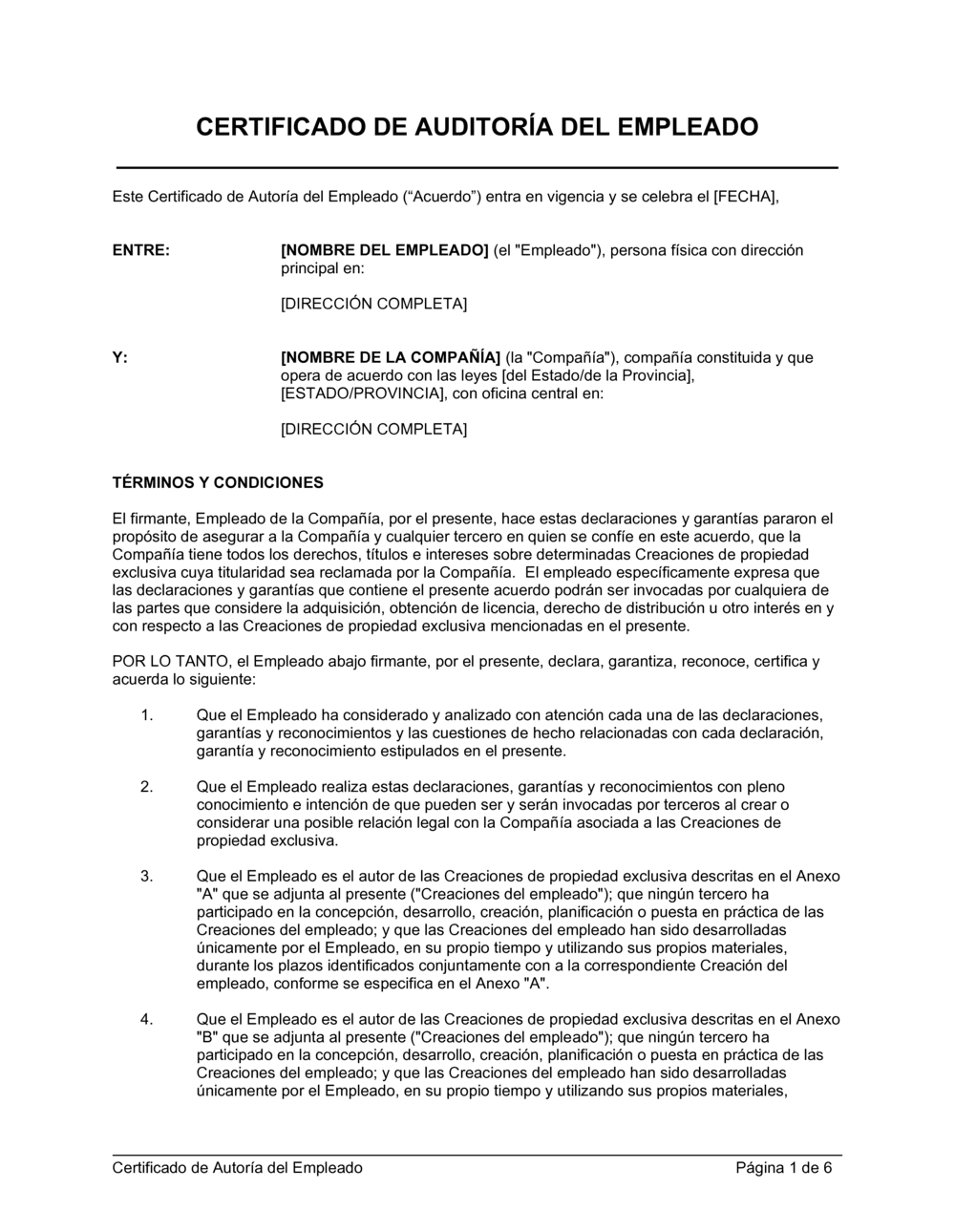 Business-in-a-Box's Certificado de autoría del empleado