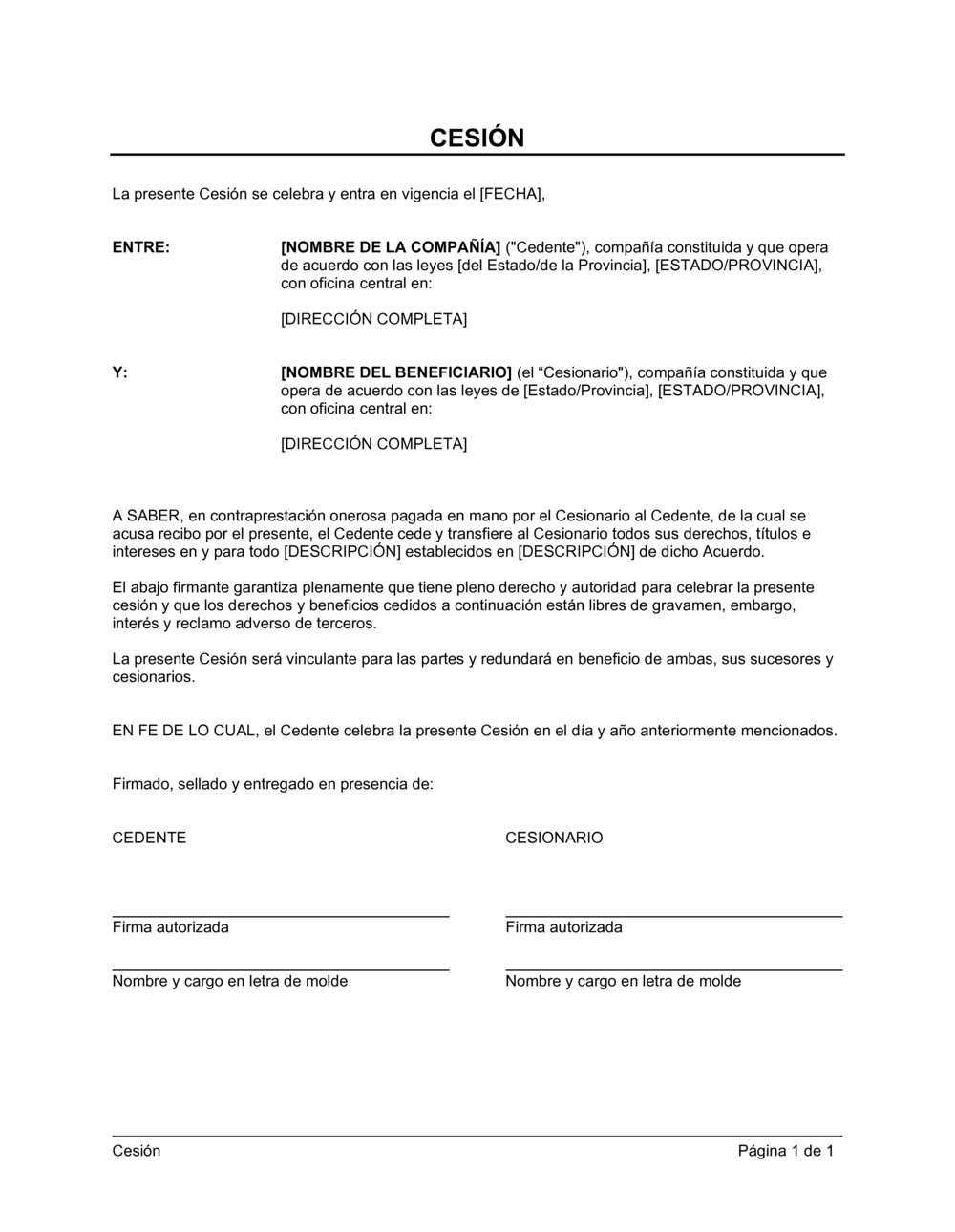 Business-in-a-Box's Cesión