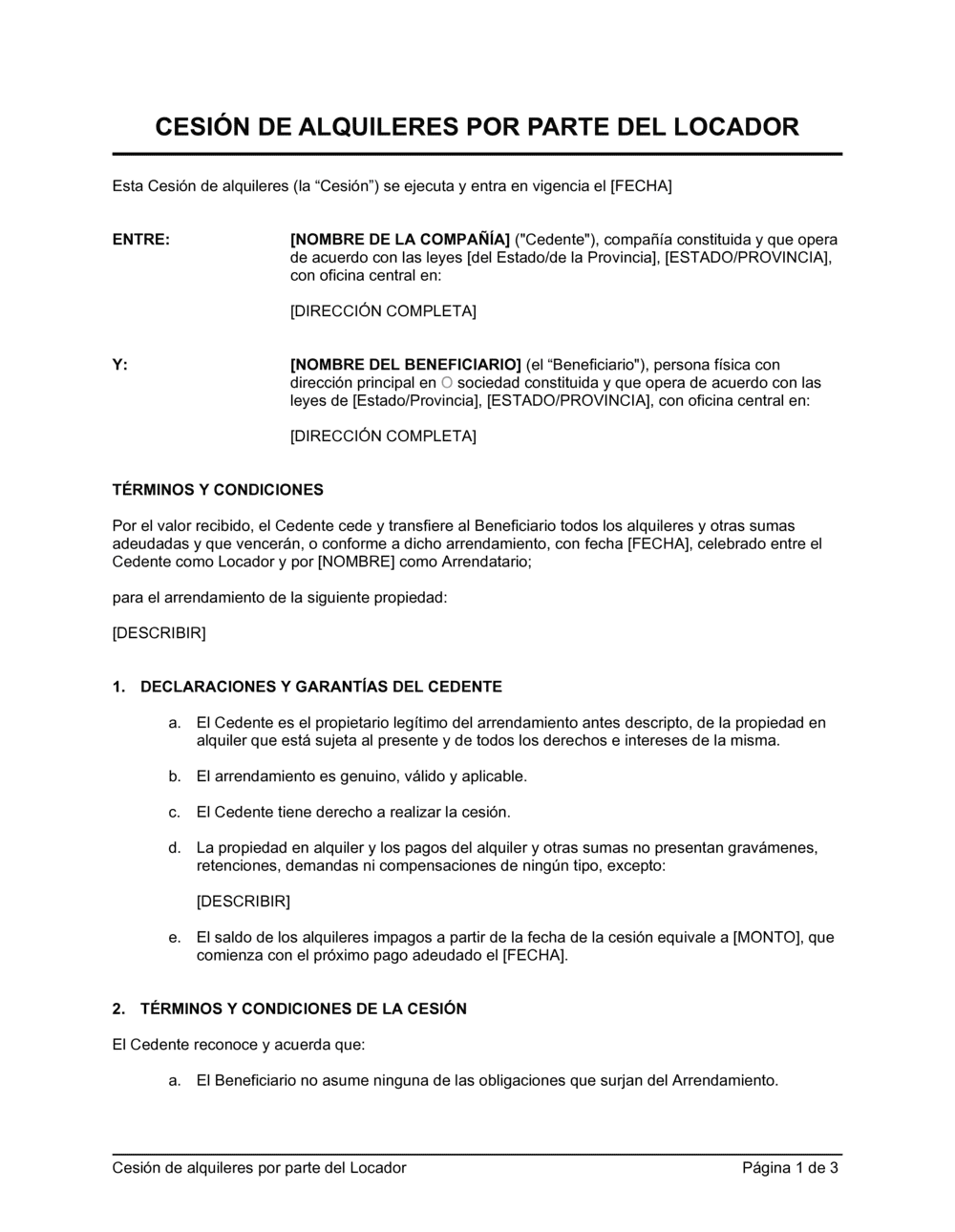 Business-in-a-Box's Cesión de los alquileres por parte del arrendador